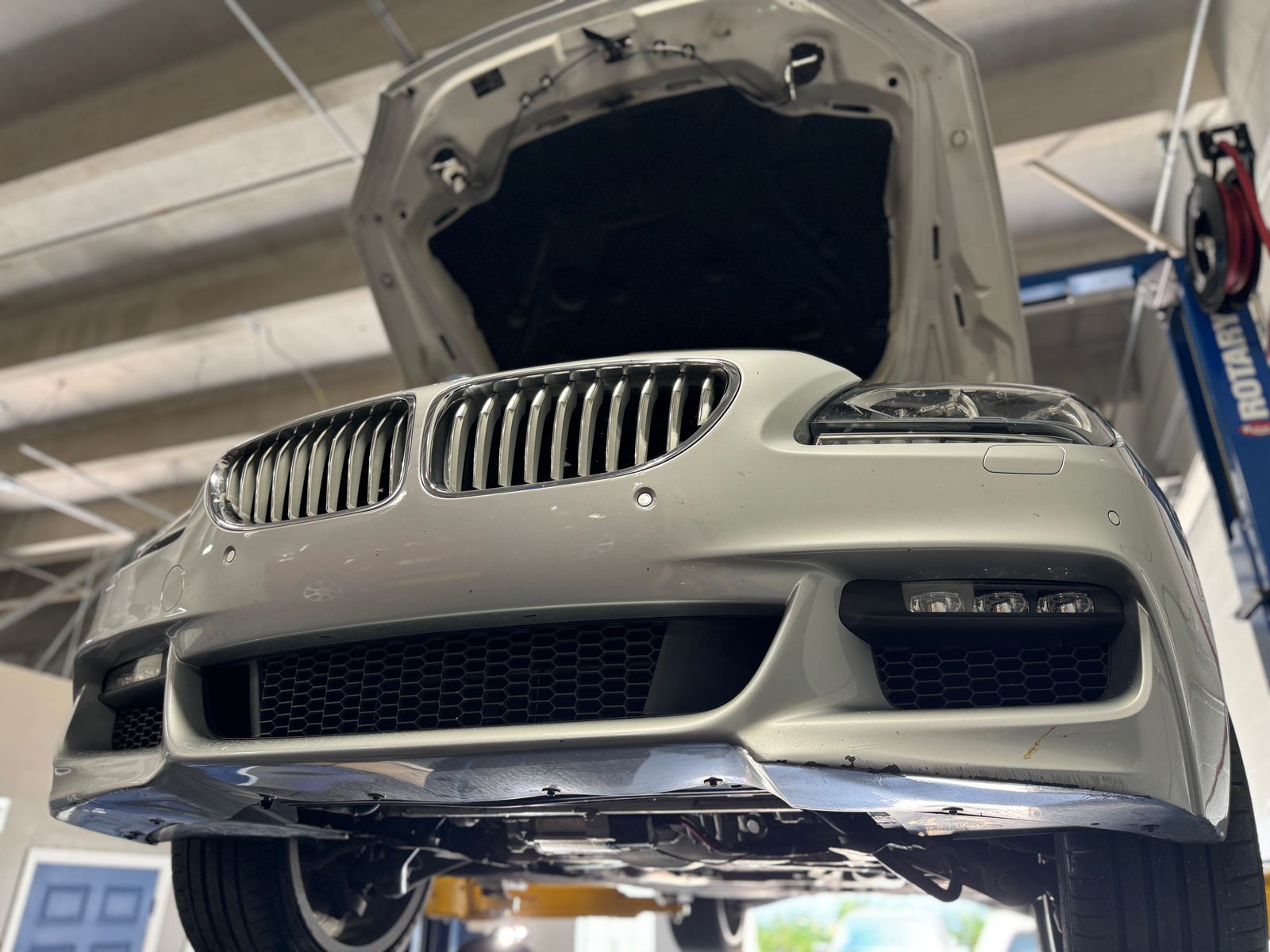 BMW on a lift for service